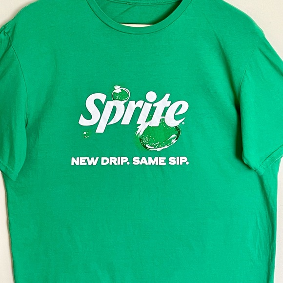 RARE Sprite Soda New Drip Same Sip Promo Graphic Green T Shirt Adult size Large - Picture 3 of 8